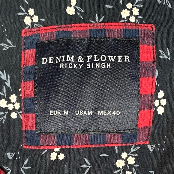 Denim & Flower Ricky Singh Men's Red & Blue Checked Long Sleeve Shirt Size M - Picture 5 of 7